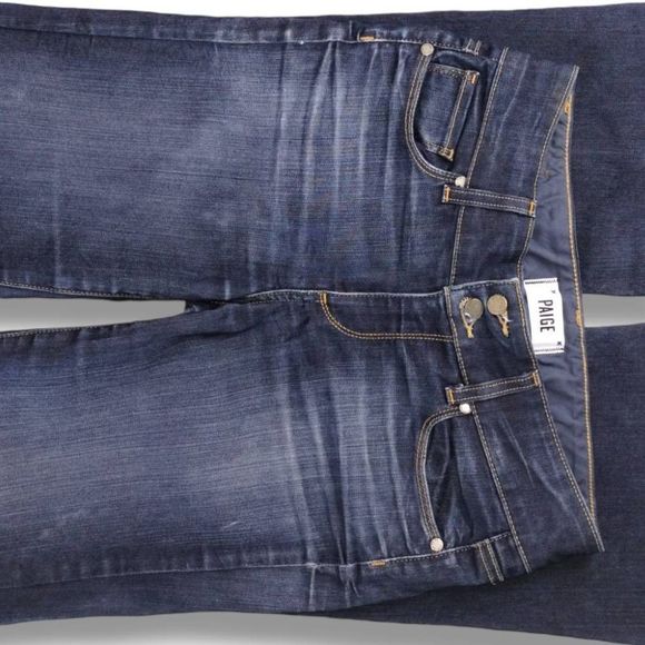 Paige Womens Jeans Hidden Hills Blue Flare Mid Rise 28 - Picture 8 of 9